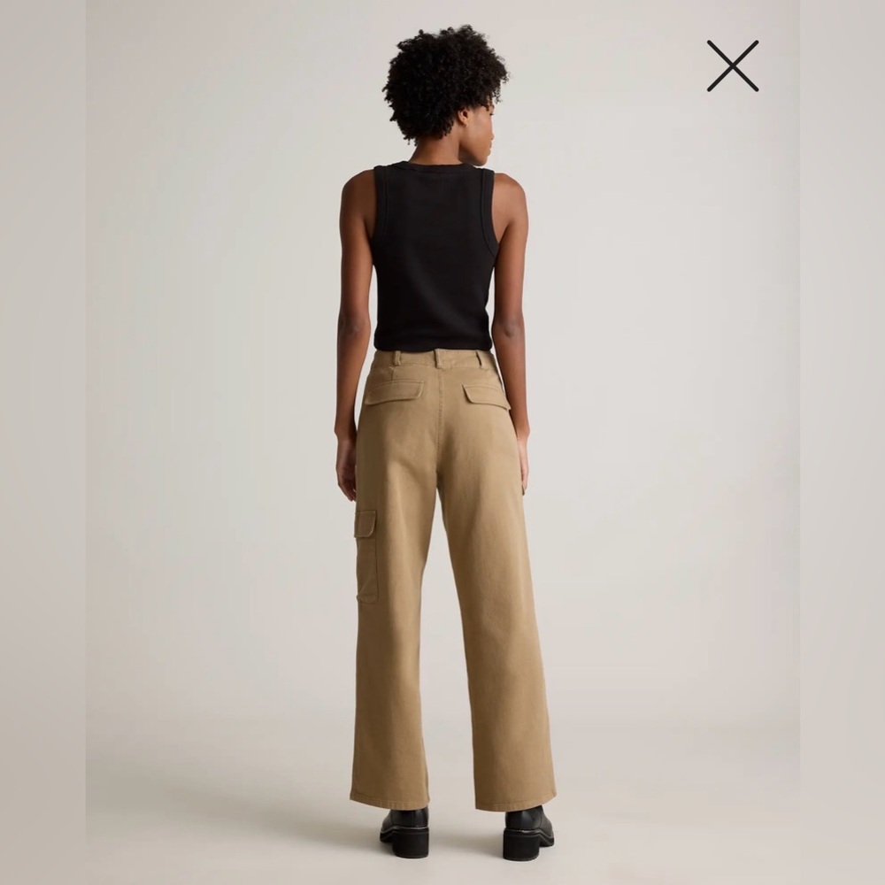 NWT Quince Organic Stretch Cotton Twill Cargo Pants in Light Khaki - Picture 3 of 7